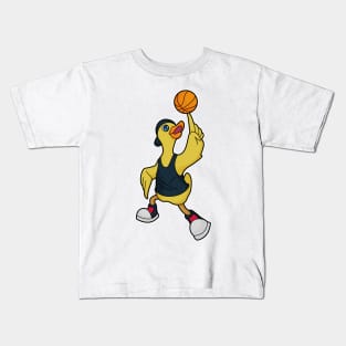 Duck as Baskeball player with Basketball Kids T-Shirt